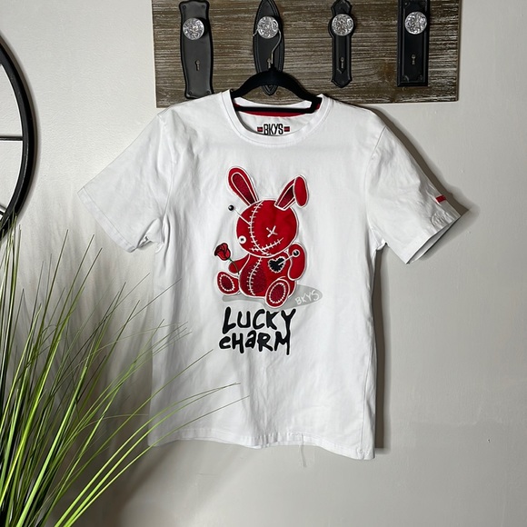 BKYS - Black Keys Lucky Charm Tee Patch White Red Size S - Picture 1 of 7